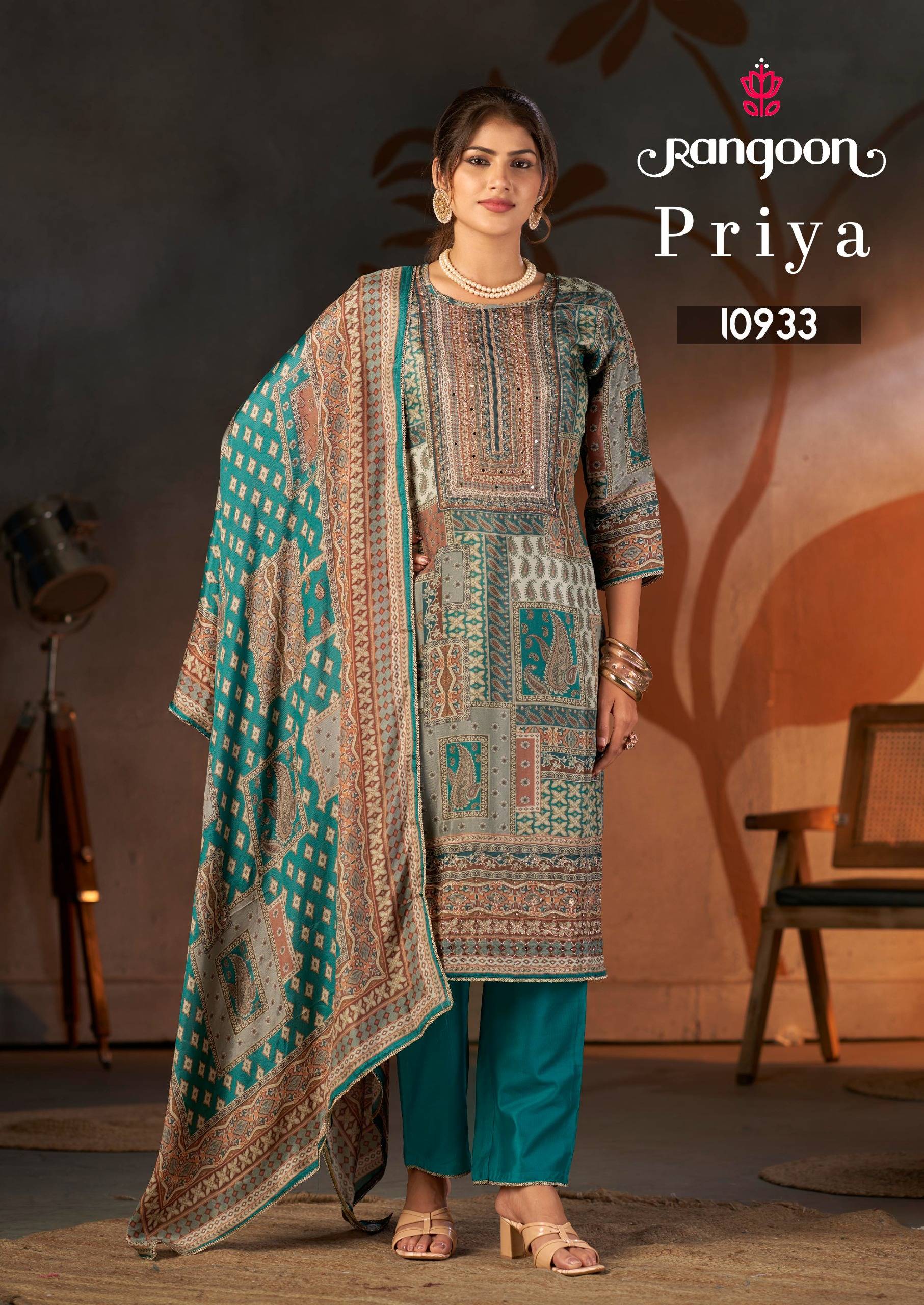 PRIYA by Rangoon 10931 to 10934 Series Indian Traditional casual wear Pure Muslin dresses At Wholesale Price